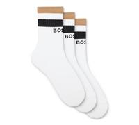 BOSS Lot de trois paires de chaussettes mi-mollet à rayures emblématiques - Style 3P QS Rib Iconic CC, 50543647 Blanc 39-42