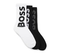BOSS Hommes 3P QS Rib Logo CC Lot de trois paires de chaussettes courtes à grands logos