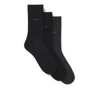 BOSS Lot de trois paires de chaussettes mi-mollet en maille stretch - Style 3P RS Uni CC, 50469839 Noir / Gris / Bleu 35-38