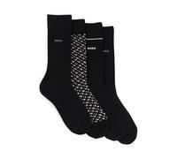 BOSS Hommes 4P RS Gift Monogram Chaussettes mi-mollet en lot de quatre, présentées dans un coffret cadeau