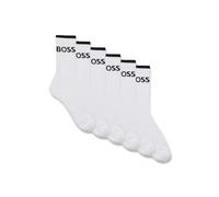 BOSS Hommes 6P QS Stripe CC Lot de six paires de chaussettes courtes côtelées en coton mélangé