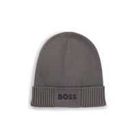 BOSS Hommes Asic Beanie-X Bonnet en Coton mélangé avec Logo imprimé en Gomme