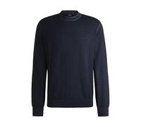 BOSS Pull Regular en laine vierge avec logo brodé - Style Astefano, 50527334 Bleu foncé XXL