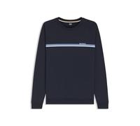 BOSS Sweat en molleton de coton à rayures et logo - Style Authentic Sweatshirt, 50554791 Bleu foncé L