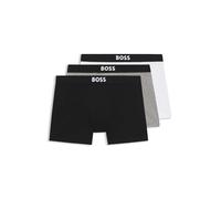 BOSS Lot de trois boxers longs en coton stretch avec logo - Style BoxerBr 3P BOSS ONE, 50544272 Blanc / Gris / Noir 4XL