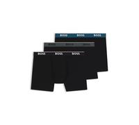BOSS Lot de trois boxers longs en coton stretch avec logos - Style BoxerBr 3P Power, 50531691 Noir L