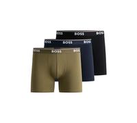 BOSS Hommes BoxerBr 3P Power Lot de Trois Boxers Longs en Coton Stretch avec Taille logotée