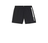 BOSS Short de bain à séchage rapide avec rayures et logo - Style Dolphin NOS, 50508963 Noir L