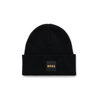 BOSS Hommes Fantastico Hat Bonnet en maille double épaisseur avec patch logo