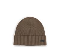 BOSS Bonnet en laine vierge avec plaque logotée - Style Fati, 50495306 Vert sombre pcs.