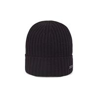 BOSS Hommes Fati-M Bonnet en Laine Vierge côtelée avec Badge Logo