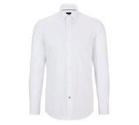 BOSS Chemise Slim en popeline de coton facile à repasser - Style H-HANK-kent-C1-214, 50479922 Blanc 43