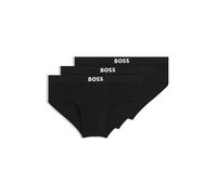 BOSS Lot de trois slips en coton stretch avec taille logotée - Style HipBr 3P BOSS ONE, 50546561 Noir XS