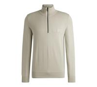 BOSS Hommes Kanobix S Pull en Coton et Cachemire avec Encolure zippée et Patch logoté