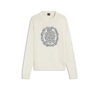 BOSS Hommes Kerbert Pull en Maille flammée avec Logo écusson Intarsia