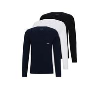 BOSS Lot de trois t-shirts en coton avec logos - Style LSShirtRN 3P Classic, 50492321 Noir / Blanc / Bleu XXL