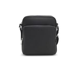 BOSS Hommes New Crosstown NS Zip Sac reporter en cuir italien avec logo en relief