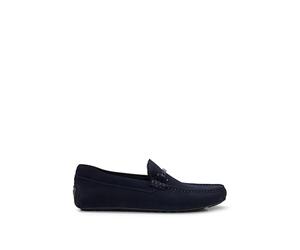BOSS Hommes Noel Mocc Mocassins en Cuir suédé avec Garniture en métal logotée et Doublure intégrale