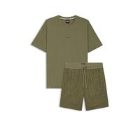 BOSS Hommes Relax Short Set Pyjama Deux pièces en Coton Interlock à Logos