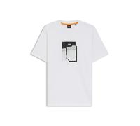 BOSS T-shirt en jersey de coton avec motif imprimé - Style Te_brokenice, 50554640 Blanc M