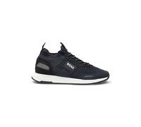 Hugo Boss Chaussures Titanium Runn Knit tige en maille, finitions en cuir suédé Bleu marine 42
