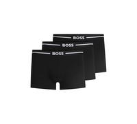 BOSS Lot de trois boxers courts en coton stretch avec taille logotée - Style Trunk 3P Bold, 50510687 Noir L