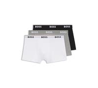 BOSS Hommes Trunk 3P Power Boxer Court en Coton Stretch à Logos répétés