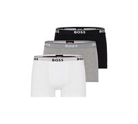BOSS Hommes Trunk 3P Power Boxer Court en Coton Stretch à Logos répétés