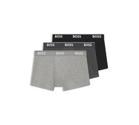 BOSS Hommes Trunk 3P Power Boxer Court en Coton Stretch à Logos répétés
