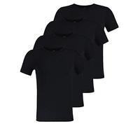 Boss Hugo de 4 Lot Coupe Slim Homme T-Shirts, Col Rond, Maillots de Corps Demi Manches, Unicolore - Noir, 6 (Large)