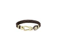 BOSS Jewelry Bracelet pour Homme Collection ARES PRIME avec Cuir Marron et Fermoir en Acier Inoxydable Doré - 1580700M