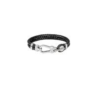 BOSS Jewelry Bracelet pour Homme Collection ARES PRIME avec Cuir Noir et Fermeture en Acier Inoxydable - 1580699M