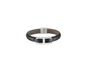 BOSS Jewelry Bracelet pour Homme Collection KODE avec Cuir Noir et Fermeture en Acier Inoxydable - 1580783M