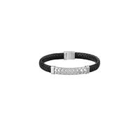 BOSS Jewelry Bracelet pour Homme Collection TAILORED avec Cuir Noir et Fermeture en Acier Inoxydable - 1580674M