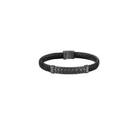 BOSS Jewelry Bracelet pour Homme Collection TAILORED avec Cuir Noir et Fermeture en Acier Inoxydable Noir - 1580676M