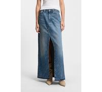 BOSS Jupe en denim avec rayures tennis logotées et fente sur le devant - Style C_ DNM LONG SKIRT, 50542445 Bleu à motif 27