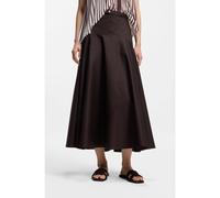 BOSS Jupe évasée ceinturée en coton stretch - Style Vusola, 50558300 Marron foncé 40