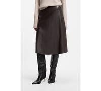 BOSS Jupe évasée en cuir nappa avec coupe diagonale - Style Sekana, 50569088 Marron 42