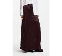 BOSS Jupe longue asymétrique en satin à texture froissée - Style VACUZA_FS_C, 50562618 Marron foncé 36