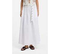 BOSS Jupe longue en popeline de coton avec ceinture à œillets - Style C_Vidol, 50559088 Blanc 46