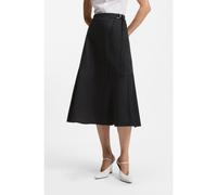 BOSS Jupe portefeuille à la coupe évasée en coton stretch - Style Vuleran1, 50557420 Noir 36