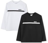 Boss Kids 2 Pack Long-Sleeve T-Shirt, Iconic Logo Design Noir/Blanc M41 12 ans Male