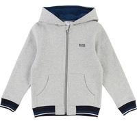 Boss Kids Grey Cotton Polyester Fleece Cardigan Gris clair chiné 14-16 ans Male