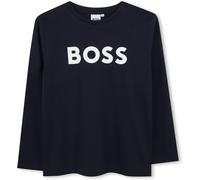 BOSS T-shirt à manches longues en coton pour enfant avec logo contrastant - Style J25P25/84906A, J25P25 Bleu foncé 162