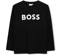 BOSS T-shirt à manches longues en coton pour enfant avec logo contrastant - Style J25P25/84906A, J25P25 Noir 102