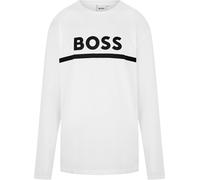 Boss Kids Long-Sleeve Large Logo Tee, Iconic Logo Print T-Shirt Blanc 10P 12 ans Male