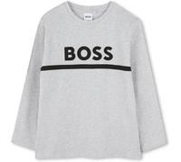 Boss Kids Long-Sleeve Large Logo Tee, Iconic Logo Print T-Shirt Gris A32 12 ans Male