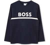 Boss Kids Long-Sleeve Large Logo Tee, Iconic Logo Print T-Shirt Marine 849 10 ans Male
