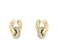 BOSS LIVE PRECIOUS Collection Collier en acier inoxydable avec anneaux entrelacés et cristaux, disponible en argent ou or