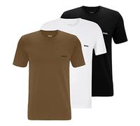 BOSS Lot de 3 t-shirts classiques à manches courtes en pur coton pour homme, couleur : multicolore, article : -265 noir/blanc/beige, taille : S, 265 noir / blanc / beige